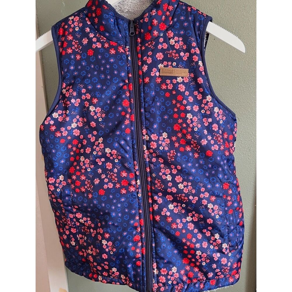 Buffalo David Bitton Reversible Floral Sherpa Vest Girl's Size Large 14/16